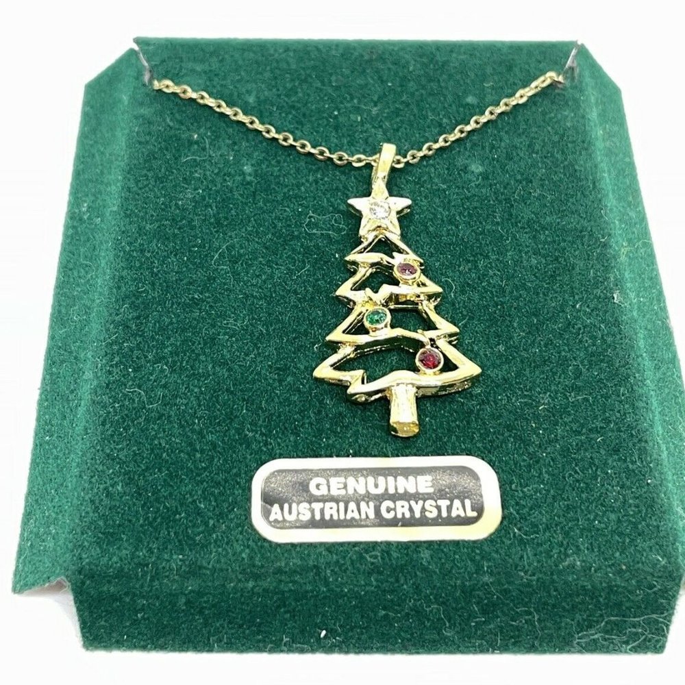 Vintage Gold Tone Austrian Crystal 17” Necklace